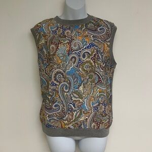 Gray Multi Paisley Print Knit Sweater Tank by Current Air Sz M NWT